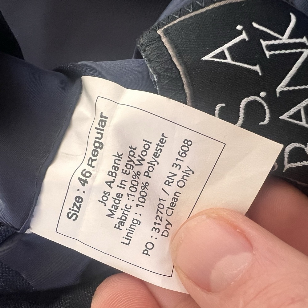 Jos A Bank Traveler Traditional Fit Blazer Suit Coat 46 Blue Plaid Check Stretch - Picture 12 of 12